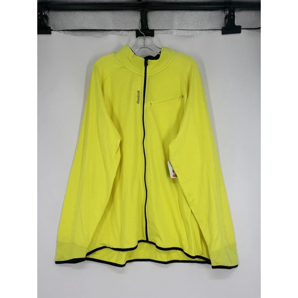 Reebok Running Golf Jacket Mens 2XL Fluorescent Neon Yellow Fleece Full Zip Up